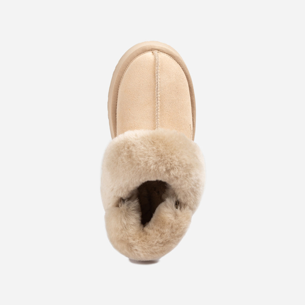 OZWEAR UGG Platform Slipper (Elastic Logo & Wool Strap) 4.5cm (Detachable Feature)(Water Resistant)