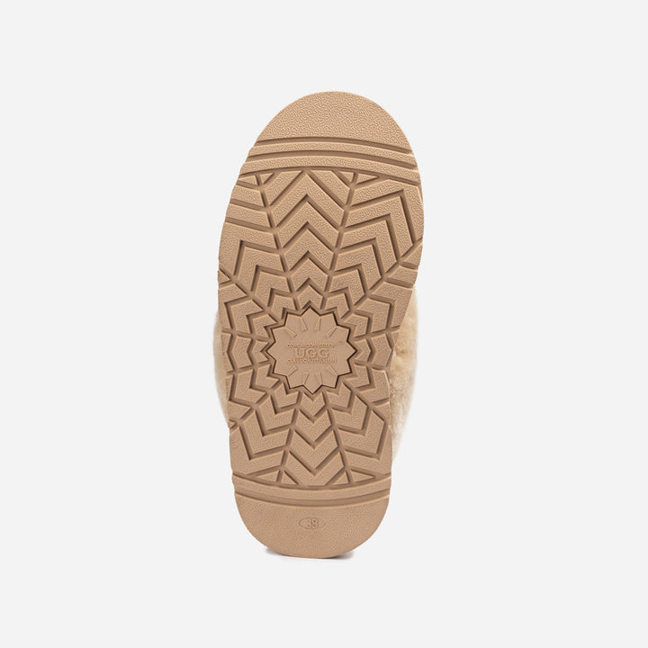 OZWEAR UGG Platform Slipper (Elastic Logo & Wool Strap) 4.5cm (Detachable Feature)(Water Resistant)