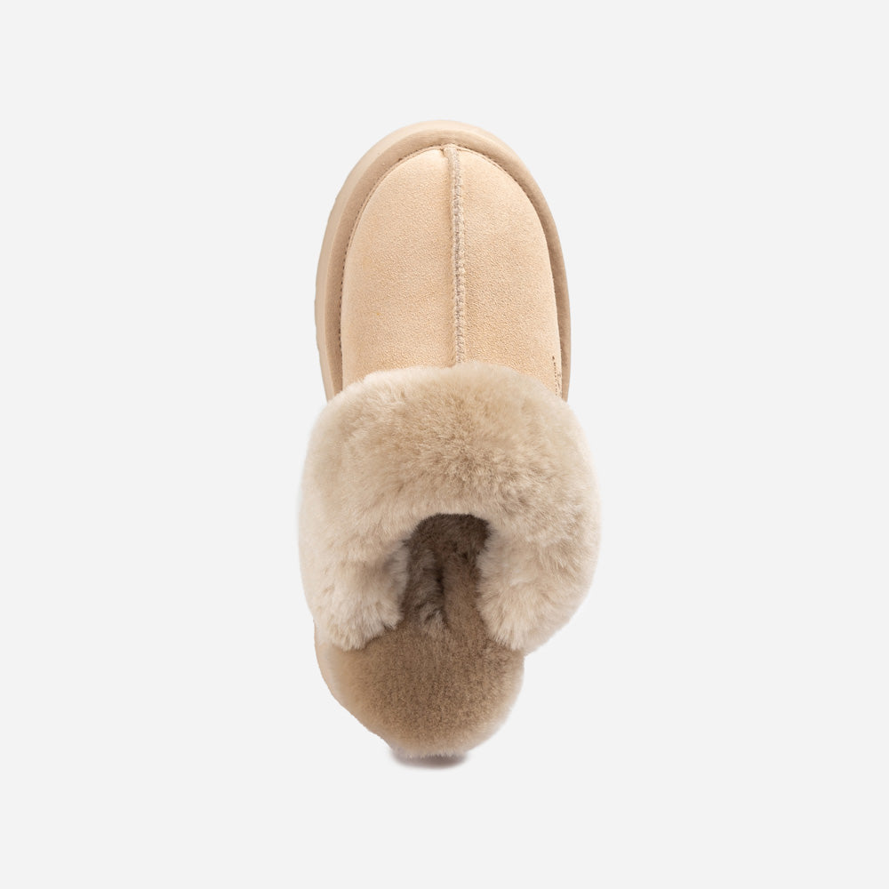 OZWEAR UGG Platform Slipper (Elastic Logo & Wool Strap) 4.5cm (Detachable Feature)(Water Resistant)