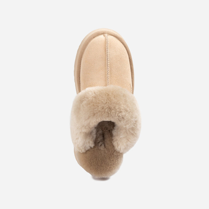 OZWEAR UGG Platform Slipper (Elastic Logo & Wool Strap) 4.5cm (Detachable Feature)(Water Resistant)
