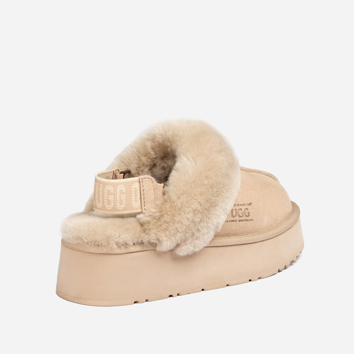 OZWEAR UGG Platform Slipper (Elastic Logo & Wool Strap) 4.5cm (Detachable Feature)(Water Resistant)