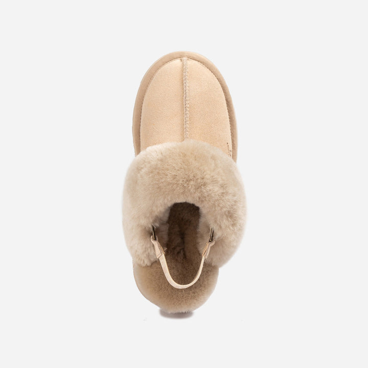 OZWEAR UGG Platform Slipper (Elastic Logo & Wool Strap) 4.5cm (Detachable Feature)(Water Resistant)