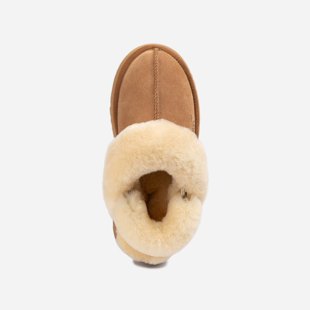 OZWEAR UGG Platform Slipper (Elastic Logo & Wool Strap) 4.5cm (Detachable Feature)(Water Resistant)