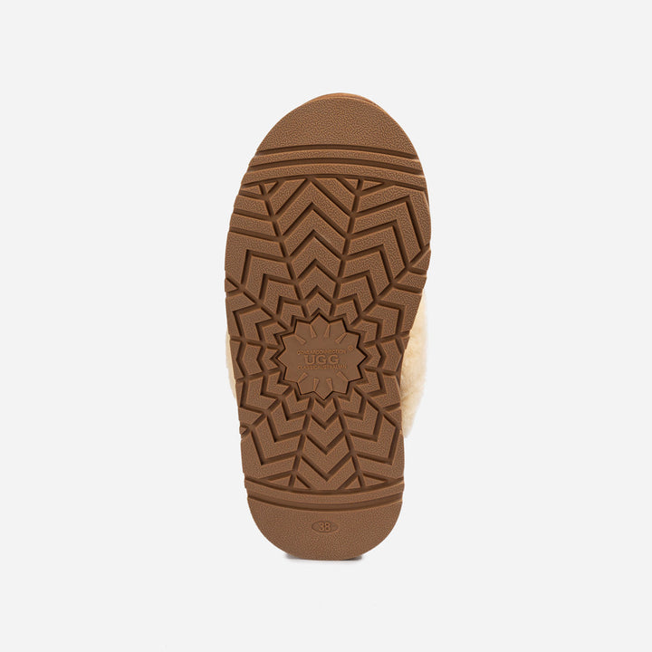 OZWEAR UGG Platform Slipper (Elastic Logo & Wool Strap) 4.5cm (Detachable Feature)(Water Resistant)