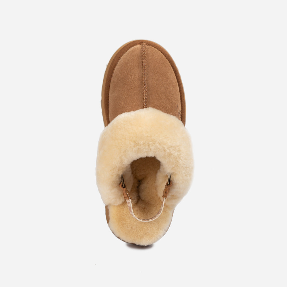 OZWEAR UGG Platform Slipper (Elastic Logo & Wool Strap) 4.5cm (Detachable Feature)(Water Resistant)