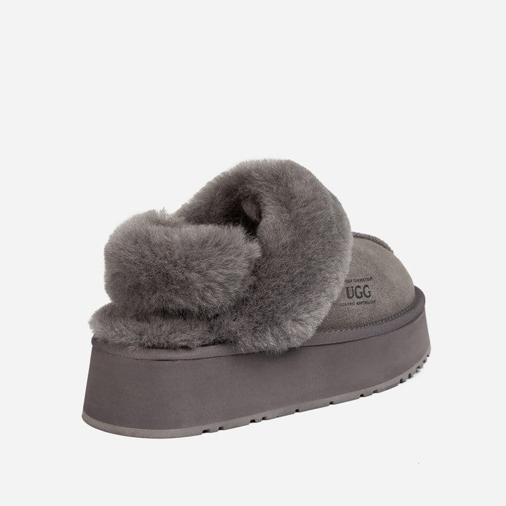OZWEAR UGG Platform Slipper (Elastic Logo & Wool Strap) 4.5cm (Detachable Feature)(Water Resistant)