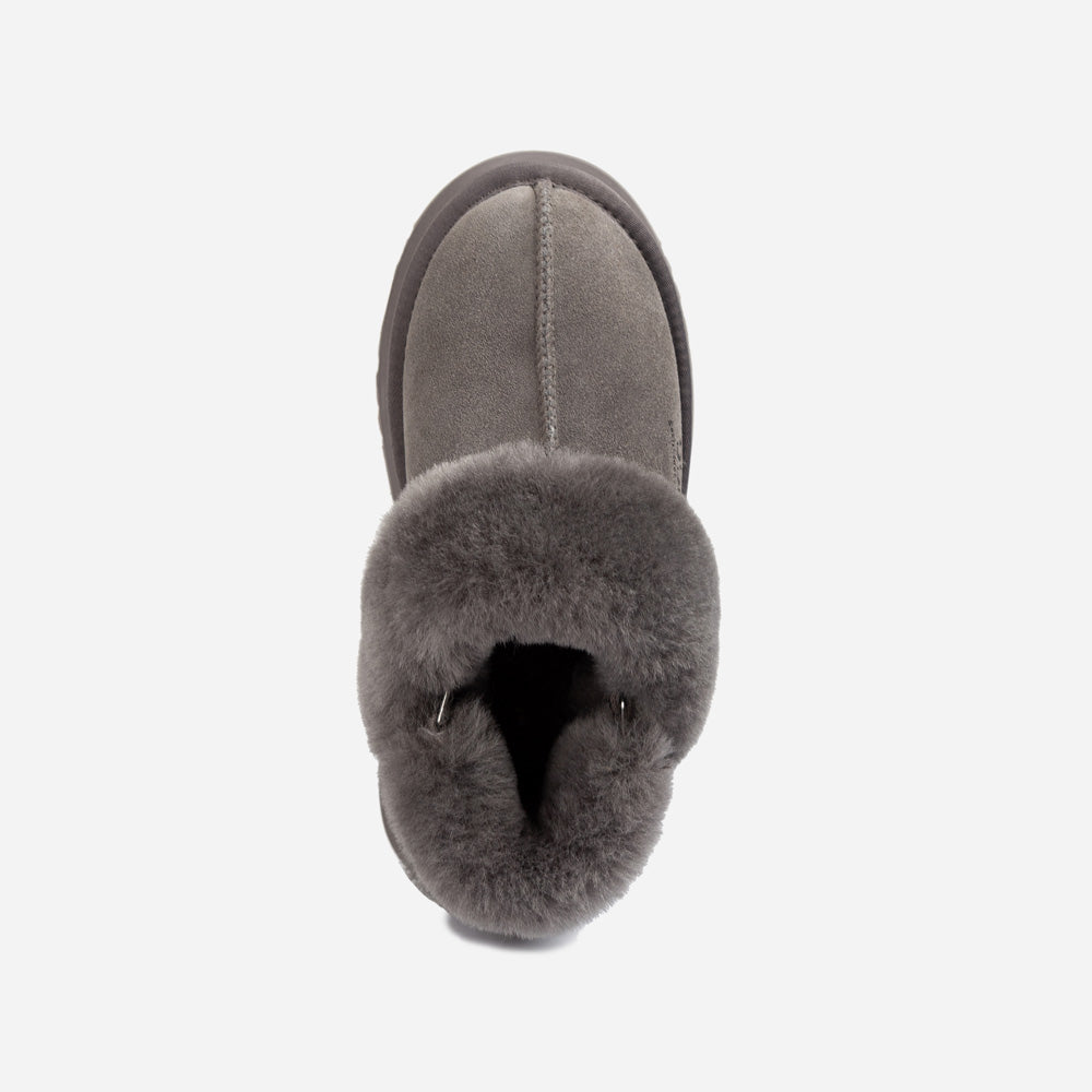 OZWEAR UGG Platform Slipper (Elastic Logo & Wool Strap) 4.5cm (Detachable Feature)(Water Resistant)