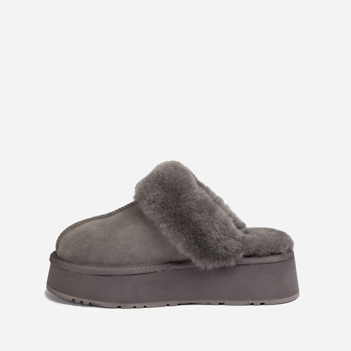 OZWEAR UGG Platform Slipper (Elastic Logo & Wool Strap) 4.5cm (Detachable Feature)(Water Resistant)