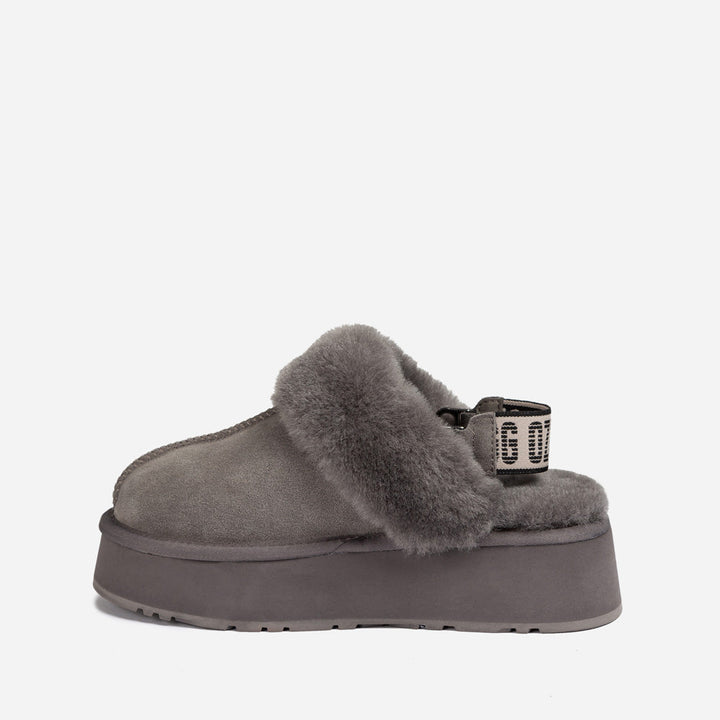OZWEAR UGG Platform Slipper (Elastic Logo & Wool Strap) 4.5cm (Detachable Feature)(Water Resistant)