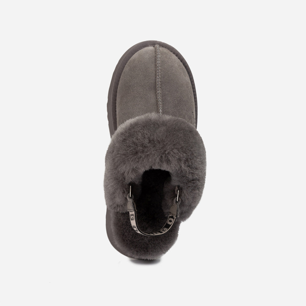 OZWEAR UGG Platform Slipper (Elastic Logo & Wool Strap) 4.5cm (Detachable Feature)(Water Resistant)