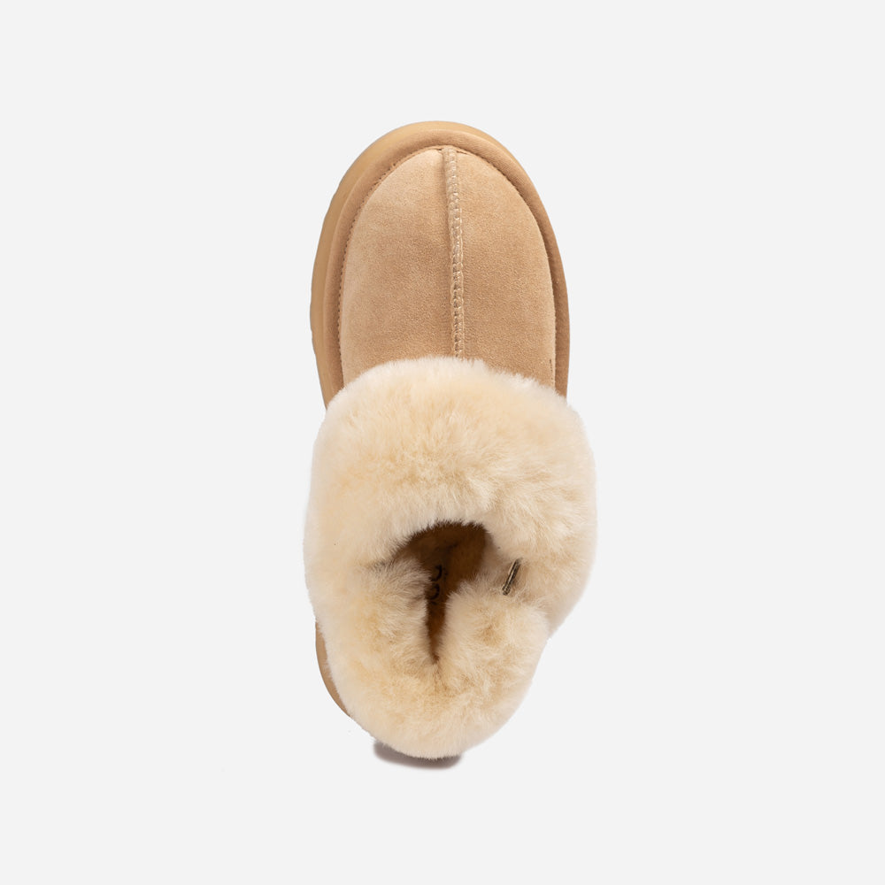OZWEAR UGG Platform Slipper (Elastic Logo & Wool Strap) 4.5cm (Detachable Feature)(Water Resistant)