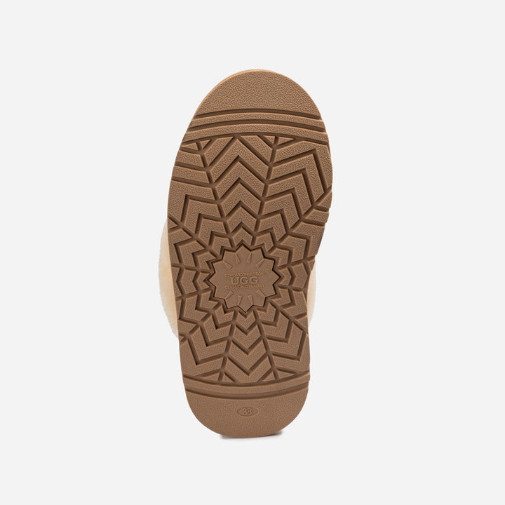OZWEAR UGG Platform Slipper (Elastic Logo & Wool Strap) 4.5cm (Detachable Feature)(Water Resistant)