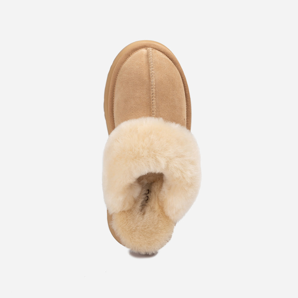 OZWEAR UGG Platform Slipper (Elastic Logo & Wool Strap) 4.5cm (Detachable Feature)(Water Resistant)