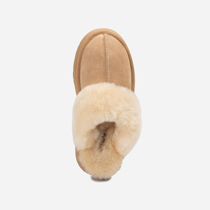 OZWEAR UGG Platform Slipper (Elastic Logo & Wool Strap) 4.5cm (Detachable Feature)(Water Resistant)