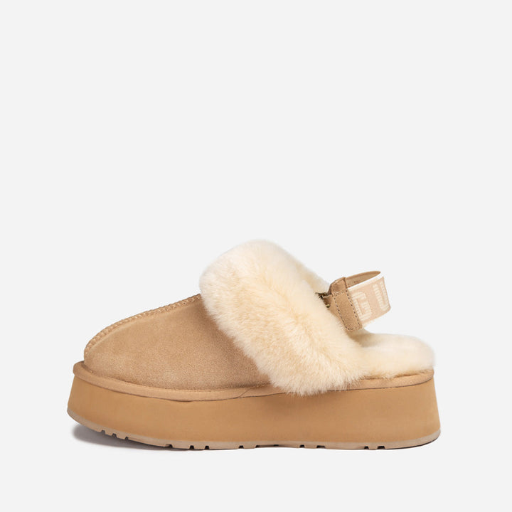 OZWEAR UGG Platform Slipper (Elastic Logo & Wool Strap) 4.5cm (Detachable Feature)(Water Resistant)