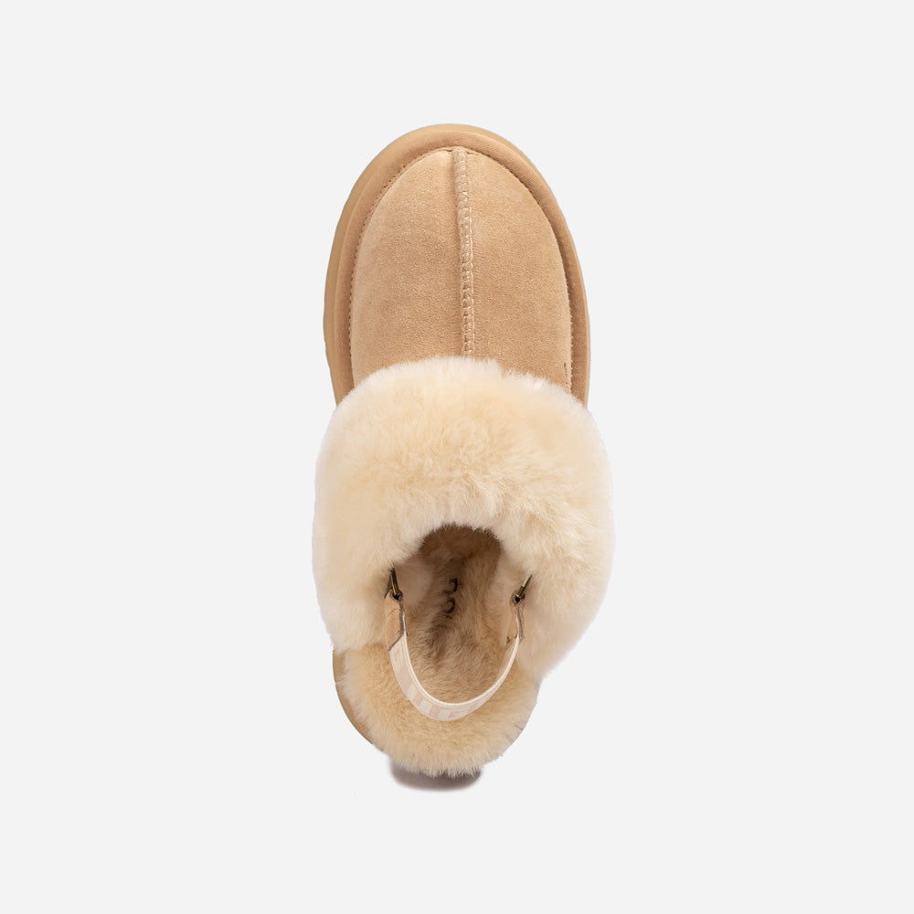 OZWEAR UGG Platform Slipper (Elastic Logo & Wool Strap) 4.5cm (Detachable Feature)(Water Resistant)
