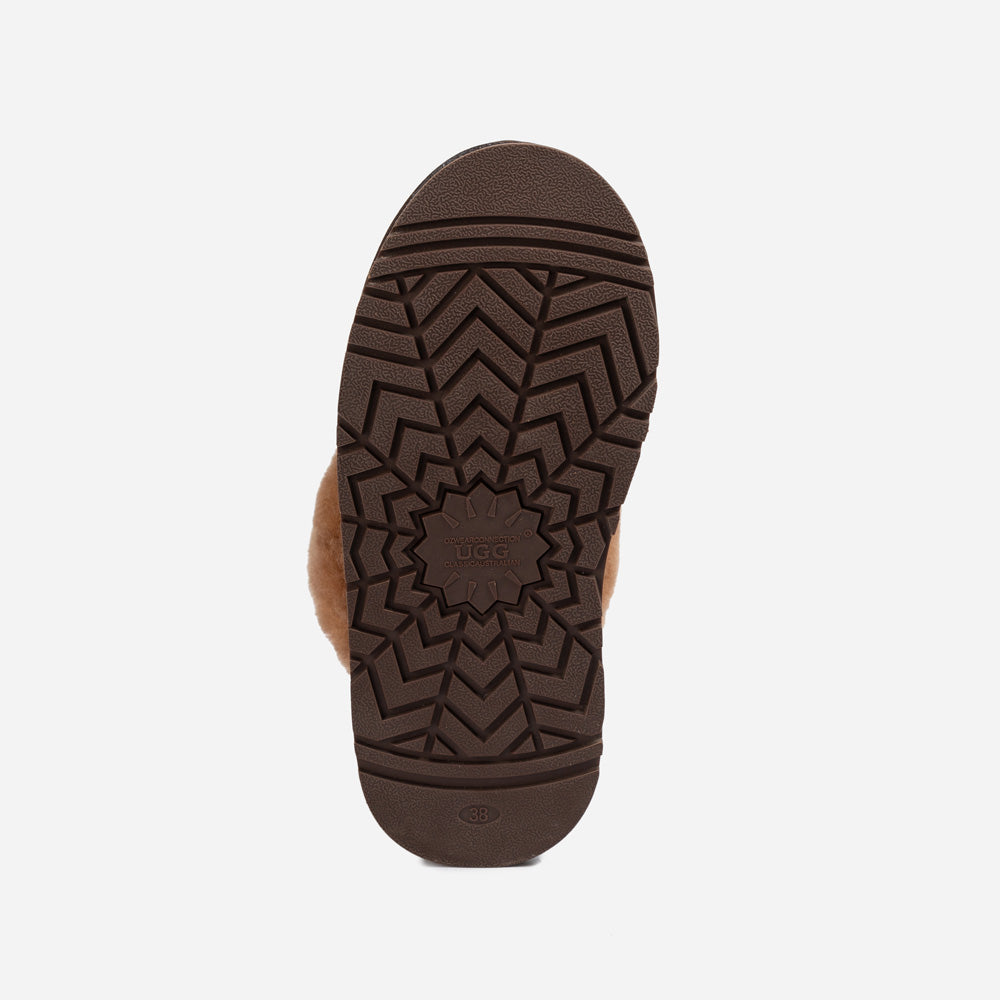 OZWEAR UGG Platform Slipper (Elastic Logo & Wool Strap) 4.5cm (Detachable Feature)(Water Resistant)