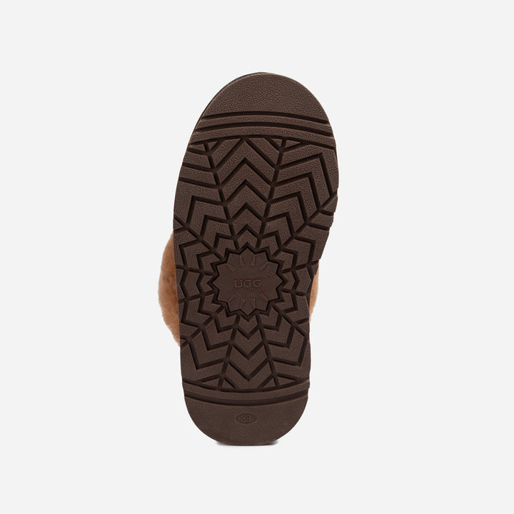 OZWEAR UGG Platform Slipper (Elastic Logo & Wool Strap) 4.5cm (Detachable Feature)(Water Resistant)