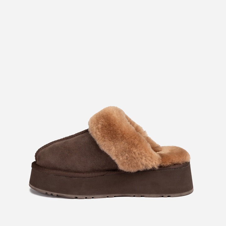 OZWEAR UGG Platform Slipper (Elastic Logo & Wool Strap) 4.5cm (Detachable Feature)(Water Resistant)