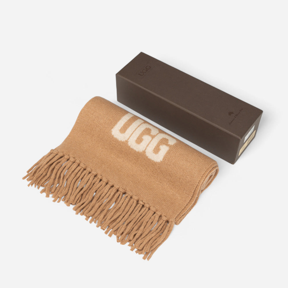 OZWEAR UGG Logo Cashmere Aus Wool Woven Scarf