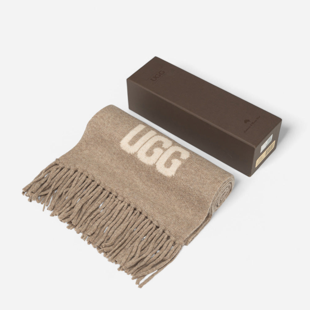 OZWEAR UGG Logo Cashmere Aus Wool Woven Scarf