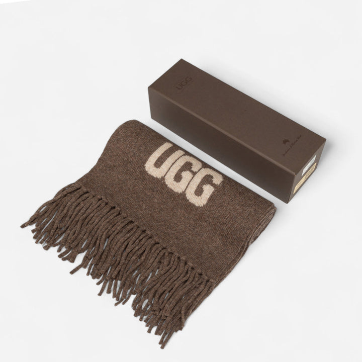 OZWEAR UGG Logo Cashmere Aus Wool Woven Scarf