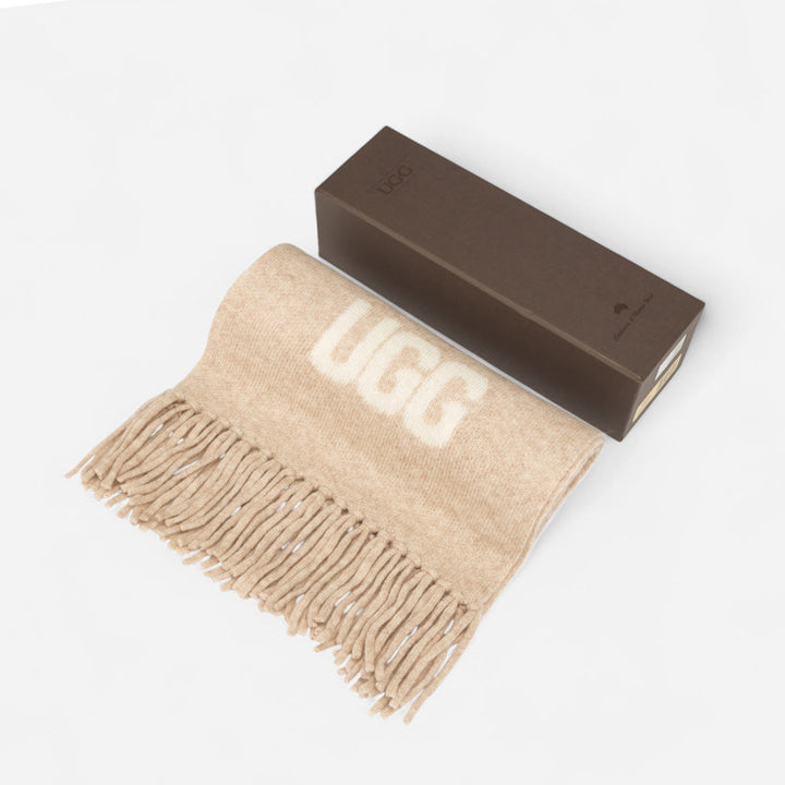 OZWEAR UGG Logo Cashmere Aus Wool Woven Scarf