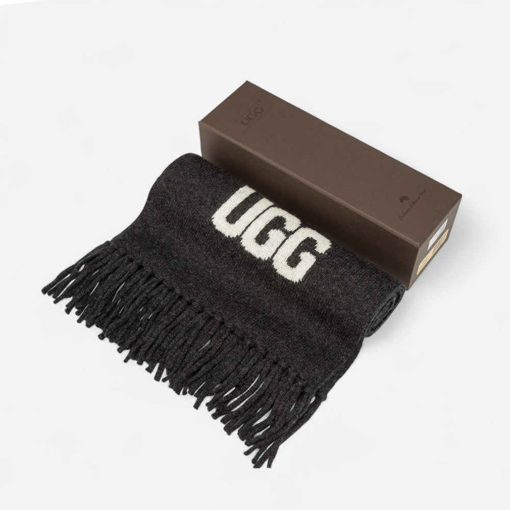 OZWEAR UGG Logo Cashmere Aus Wool Woven Scarf