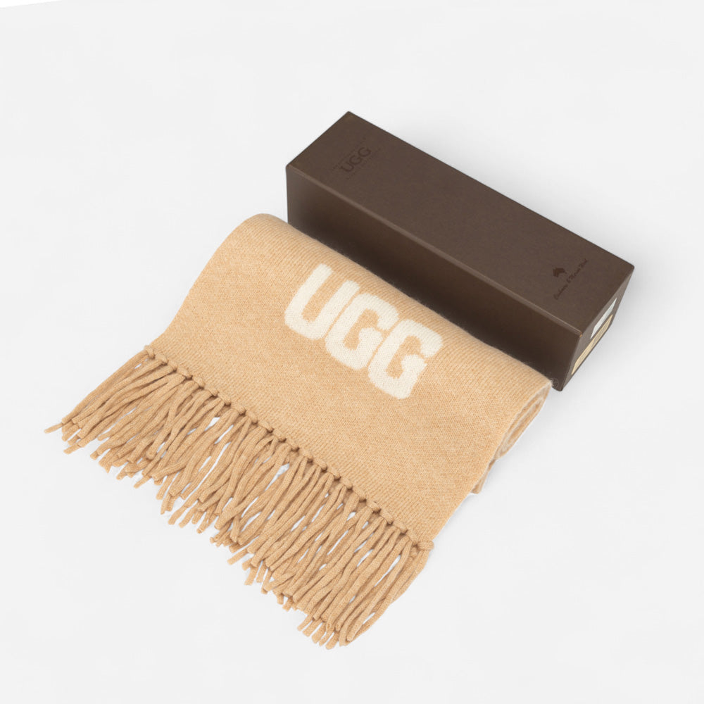 OZWEAR UGG Logo Cashmere Aus Wool Woven Scarf
