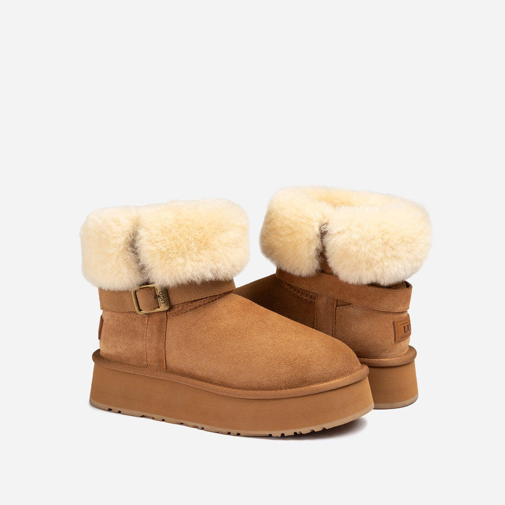 OZWEAR UGG Classic Platform Buckle Mini Boots (4.5cm) (Water Resistant)