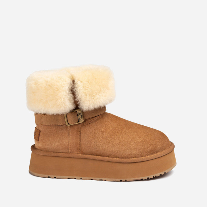 OZWEAR UGG Classic Platform Buckle Mini Boots (4.5cm) (Water Resistant)