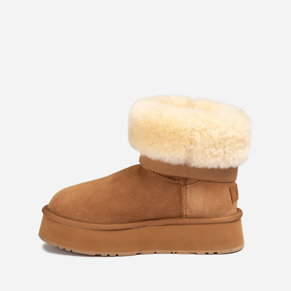 OZWEAR UGG Classic Platform Buckle Mini Boots (4.5cm) (Water Resistant)
