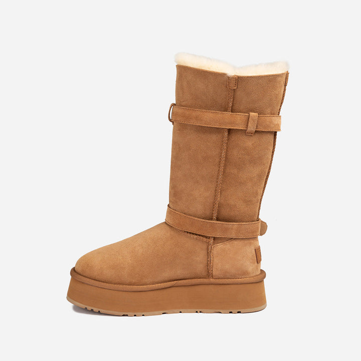OZWEAR UGG Classic Platform Buckle Long Boots (4.5cm) (Water Resistant)