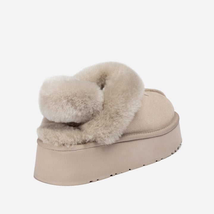 OZWEAR UGG Coquette Platform Slipper (Elastic Logo & Wool Strap) (Detachable Feature)