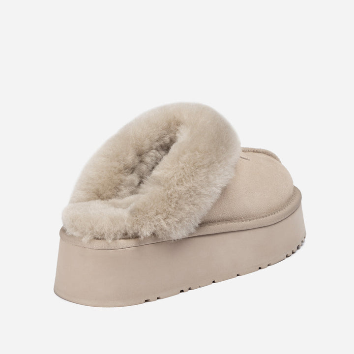 OZWEAR UGG Coquette Platform Slipper (Elastic Logo & Wool Strap) (Detachable Feature)