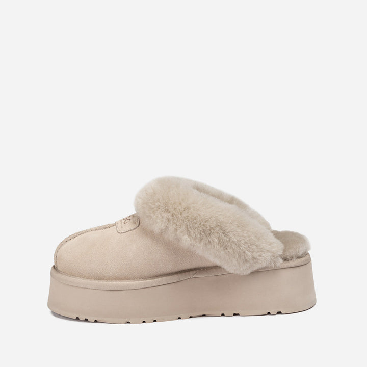 OZWEAR UGG Coquette Platform Slipper (Elastic Logo & Wool Strap) (Detachable Feature)