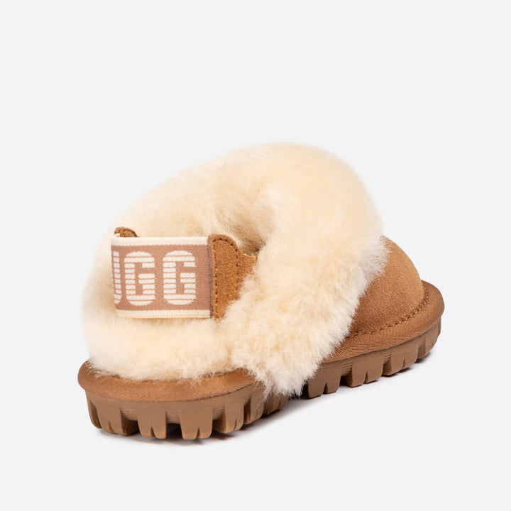 OZWEAR UGG Kids Coquette Slipper (Cow Suede)(Elastic Logo & Wool Strap)(Detachable Feature)