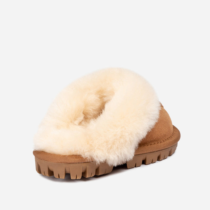 OZWEAR UGG Kids Coquette Slipper (Cow Suede)(Elastic Logo & Wool Strap)(Detachable Feature)