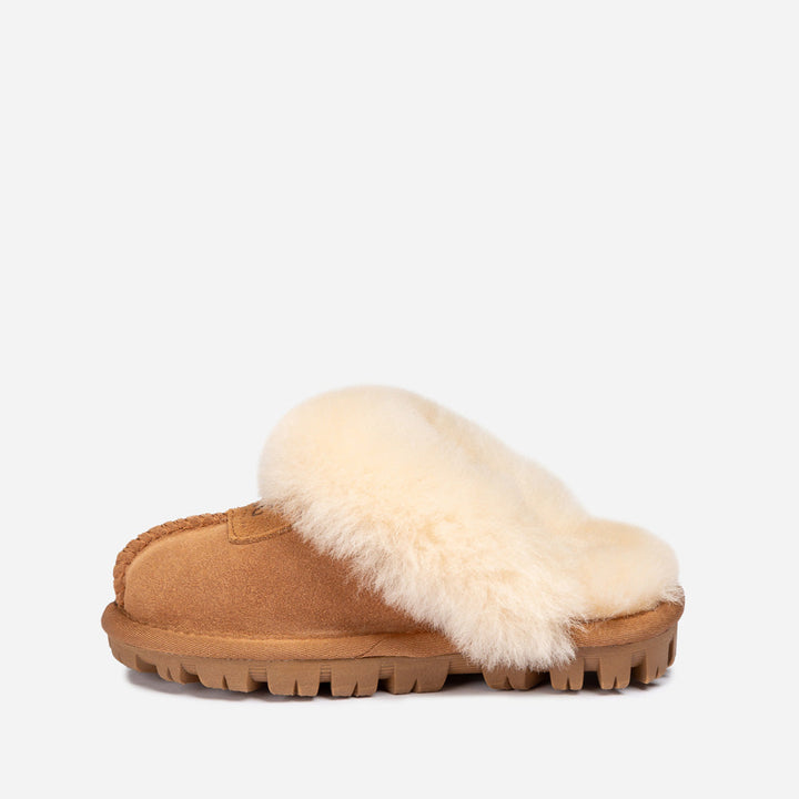 OZWEAR UGG Kids Coquette Slipper (Cow Suede)(Elastic Logo & Wool Strap)(Detachable Feature)