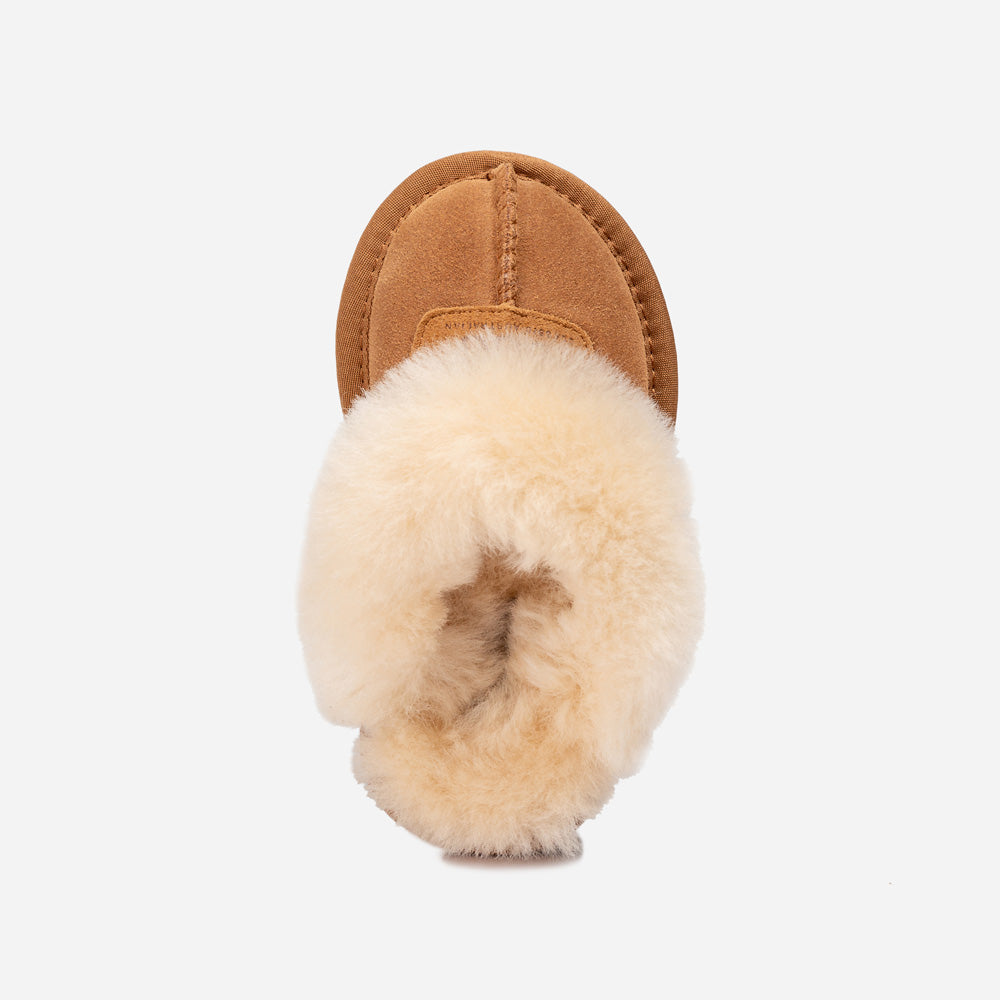 OZWEAR UGG Kids Coquette Slipper (Cow Suede)(Elastic Logo & Wool Strap)(Detachable Feature)