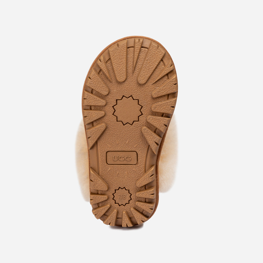 OZWEAR UGG Kids Coquette Slipper (Cow Suede)(Elastic Logo & Wool Strap)(Detachable Feature)