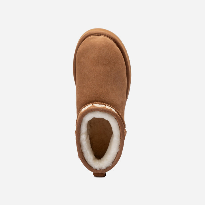 OZWEAR UGG Classic Platform Knit Logo Ultra Mini Boots (Water Resistant)(4cm)