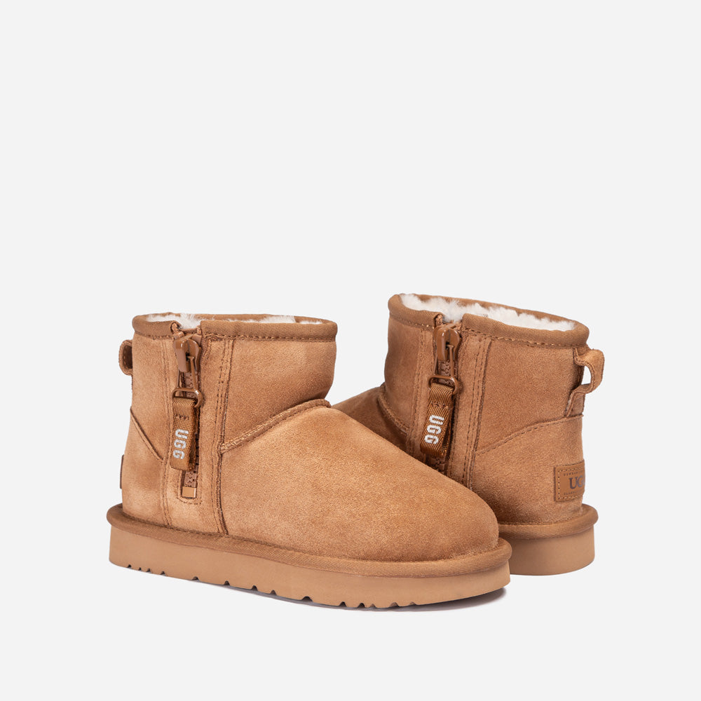 OZWEAR UGG Kids Mini Zipper Tape Logo Boots