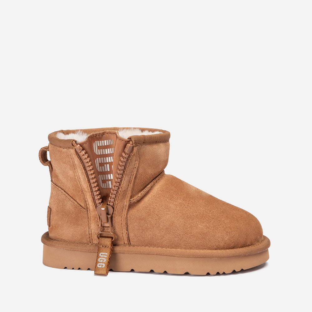OZWEAR UGG Kids Mini Zipper Tape Logo Boots