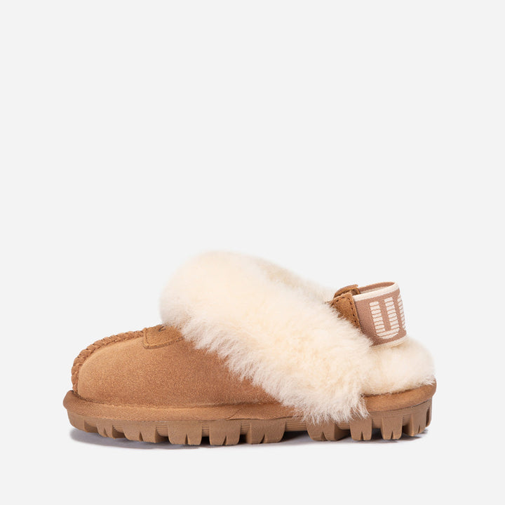 OZWEAR UGG Kids Coquette Slipper (Cow Suede)(Elastic Logo & Wool Strap)(Detachable Feature)