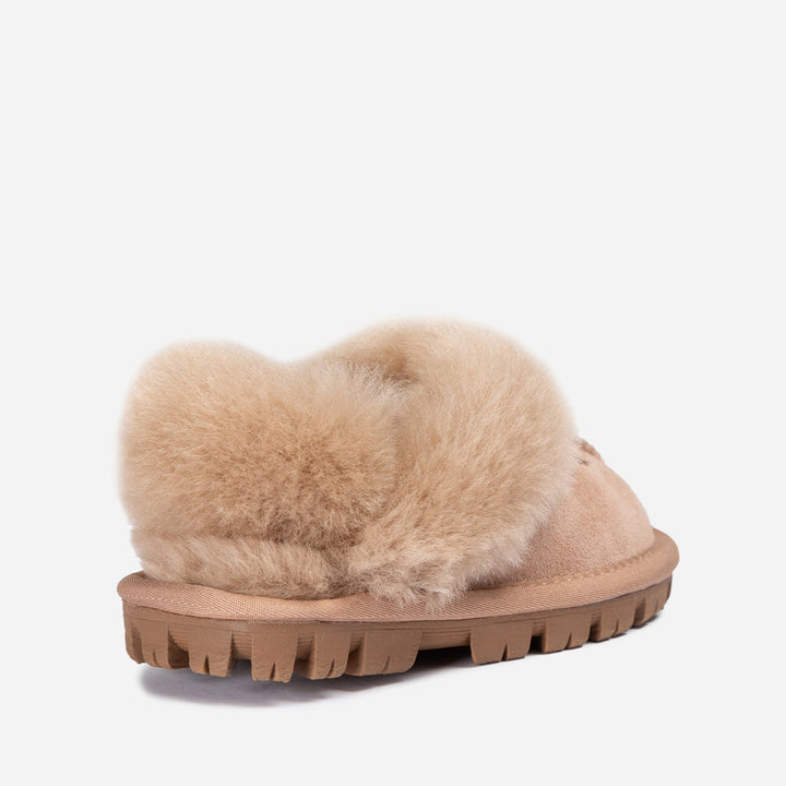 OZWEAR UGG Kids Coquette Slipper (Cow Suede)(Elastic Logo & Wool Strap)(Detachable Feature)