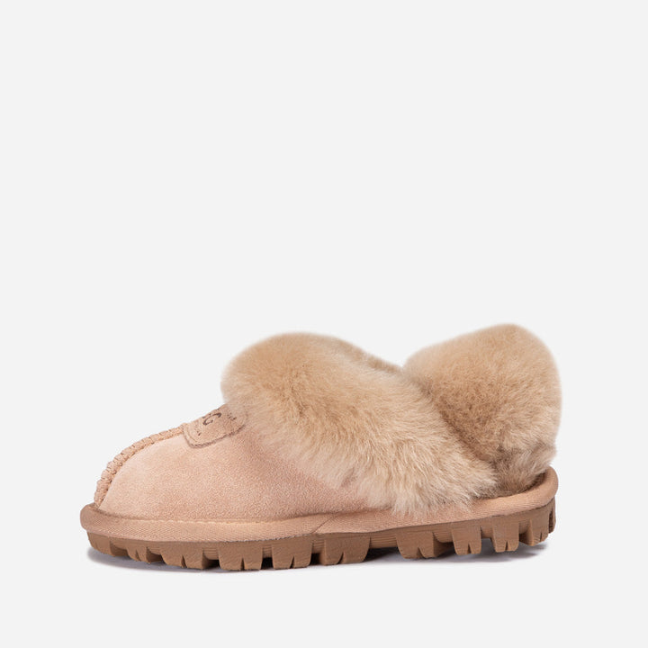 OZWEAR UGG Kids Coquette Slipper (Cow Suede)(Elastic Logo & Wool Strap)(Detachable Feature)