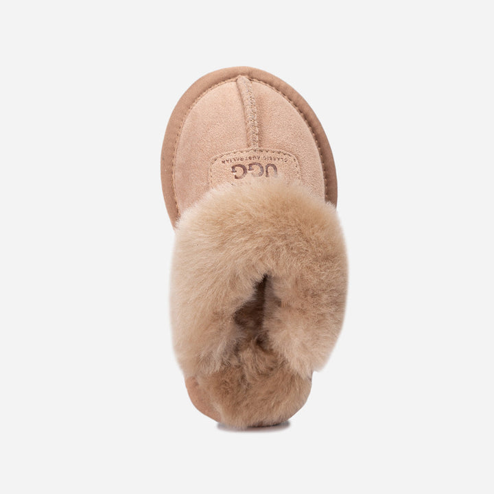 OZWEAR UGG Kids Coquette Slipper (Cow Suede)(Elastic Logo & Wool Strap)(Detachable Feature)