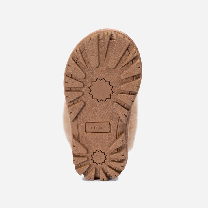 OZWEAR UGG Kids Coquette Slipper (Cow Suede)(Elastic Logo & Wool Strap)(Detachable Feature)