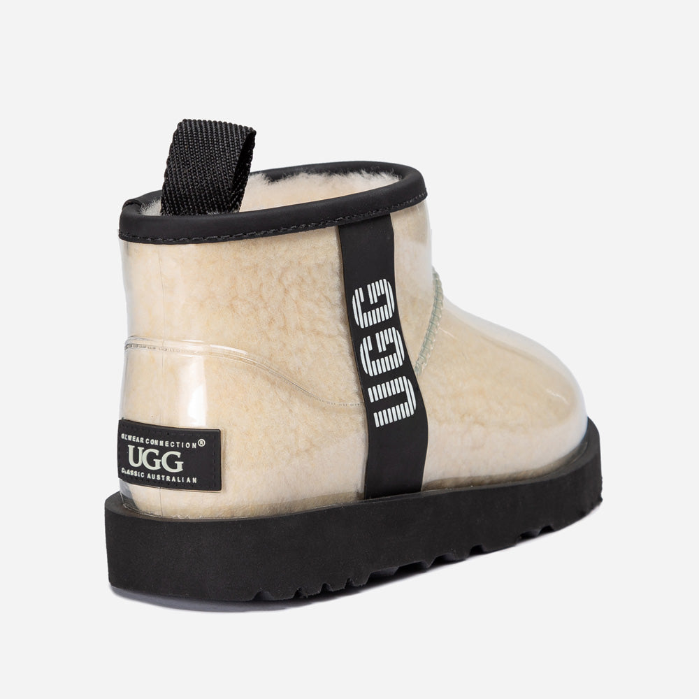 OZWEAR UGG Classic Kids Clear Mini Boots (Waterproof) (Glow In Dark Logo)